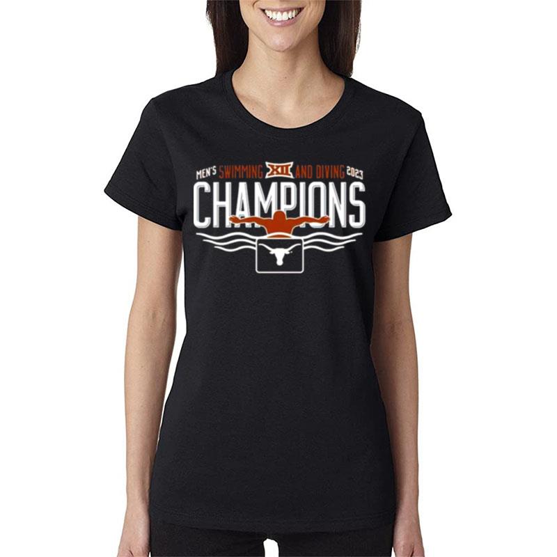 Texas-Longhorns-Swimming-Diving-2023-Big-12-Champions-Women-Lady-T-Shirt Texas Longhorns Swimming & Diving 2023 Big 12 Champions Women Lady T-Shirt