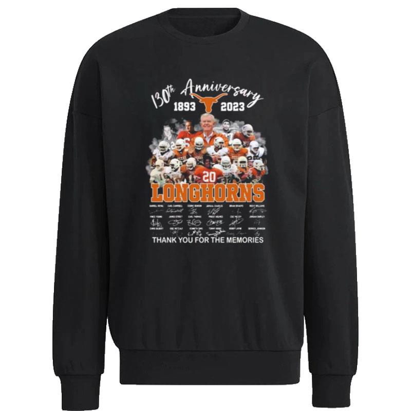 Texas-Longhorns-Team-130Th-Anniversary-1893-2023-Thank-You-For-The-Memories-Signatures-Unisex-Sweatshirt Texas Longhorns Team 130Th Anniversary 1893 2023 Thank You For The Memories Signatures Unisex Sweatshirt