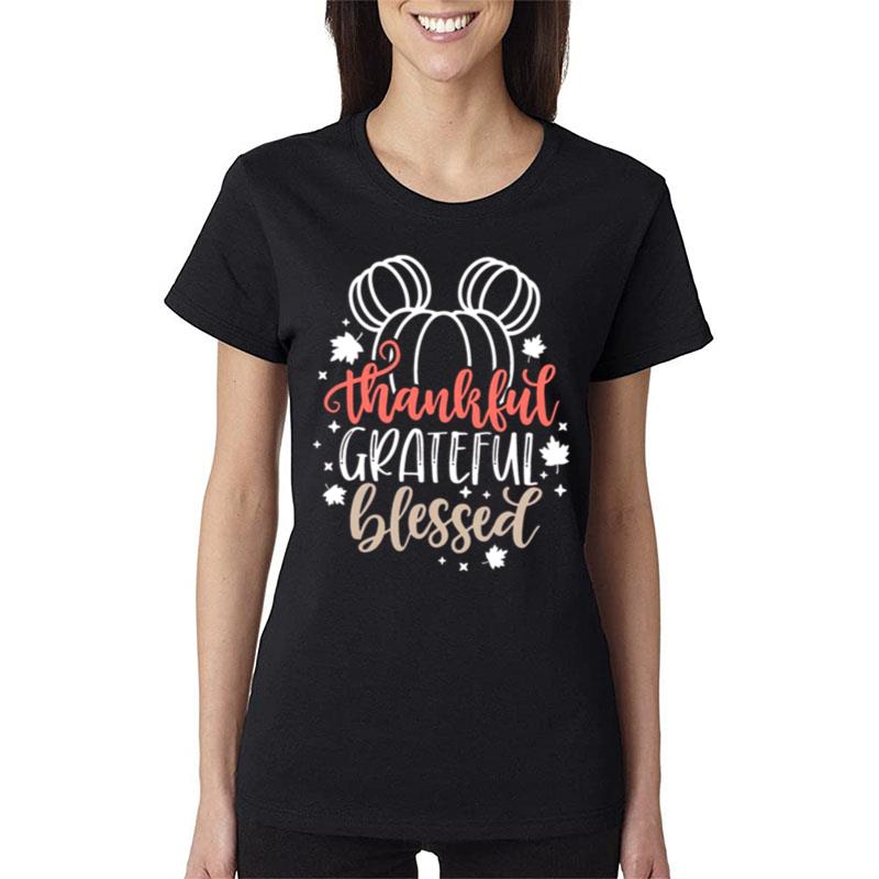 Thankful-Grateful-Blessed-Disney-Thanksgiving-S-Women-Lady-T-Shirt Thankful Grateful Blessed Disney Thanksgiving S Women Lady T-Shirt