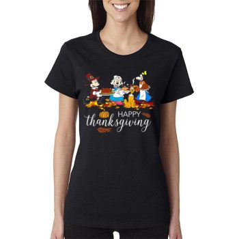 Thanksgiving Micky Minnie Goofy Party Thanksgiving Mickey And Friends Disney Women Lady T-Shirt