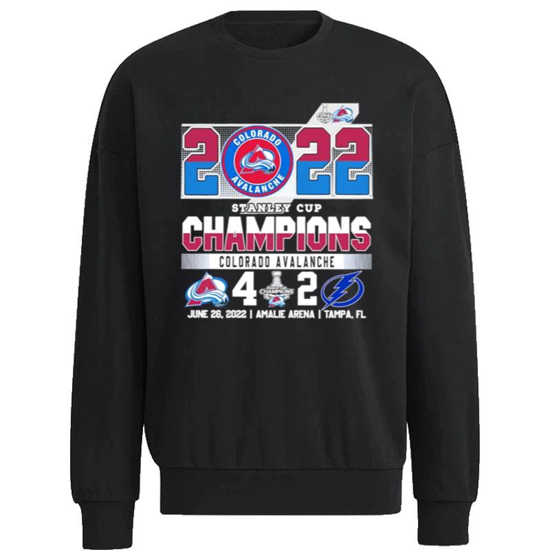 The-Colorado-Avalanche-2022-Stanley-Cup-Champions-Avalanche-4-2-Lightning-Unisex-Sweatshirt The Colorado Avalanche 2022 Stanley Cup Champions Avalanche 4 2 Lightning Unisex Sweatshirt