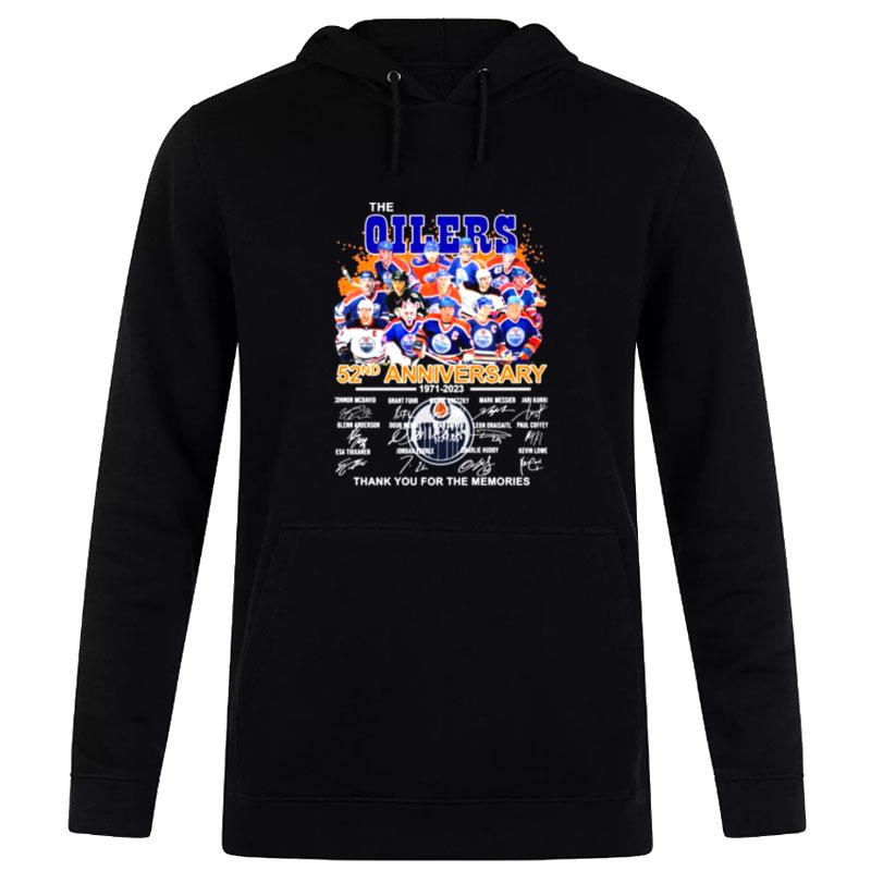 The-Edmonton-Oilers-52Nd-Anniversary-1971-2023-Thank-You-For-The-Memories-Signatures-Unisex-Pullover-Hoodie The Edmonton Oilers 52Nd Anniversary 1971 2023 Thank You For The Memories Signatures Unisex Pullover Hoodie