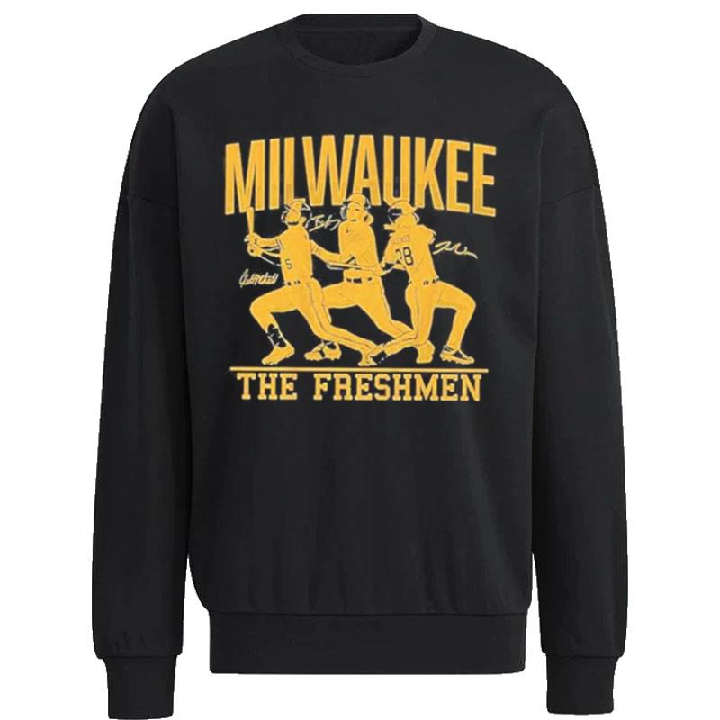 The-Freshmen-Milwaukee-Brewers-Brice-Turang-Joey-Wiemer-Garrett-Mitchell-Unisex-Sweatshirt The Freshmen Milwaukee Brewers Brice Turang Joey Wiemer Garrett Mitchell Unisex Sweatshirt