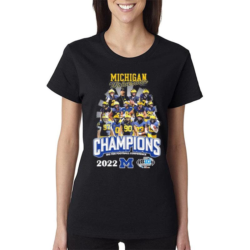 The-Michigan-Wolverines-2022-Big-Ten-Football-Conference-Champions-Women-Lady-T-Shirt The Michigan Wolverines 2022 Big Ten Football Conference Champions Women Lady T-Shirt