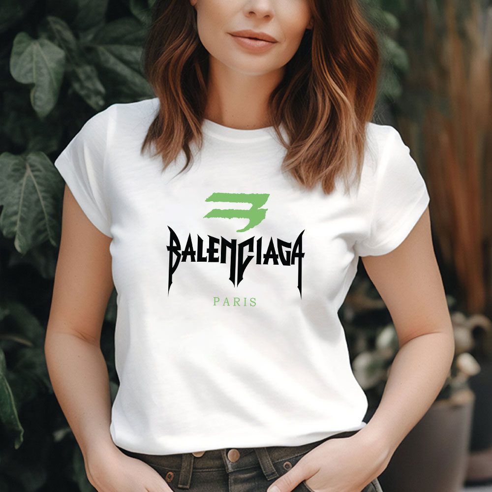 Balenciaga-Paris-Metal-Logo-Lady-T-Shirt-Luxury-Tee-For-Women-LDS1017-1