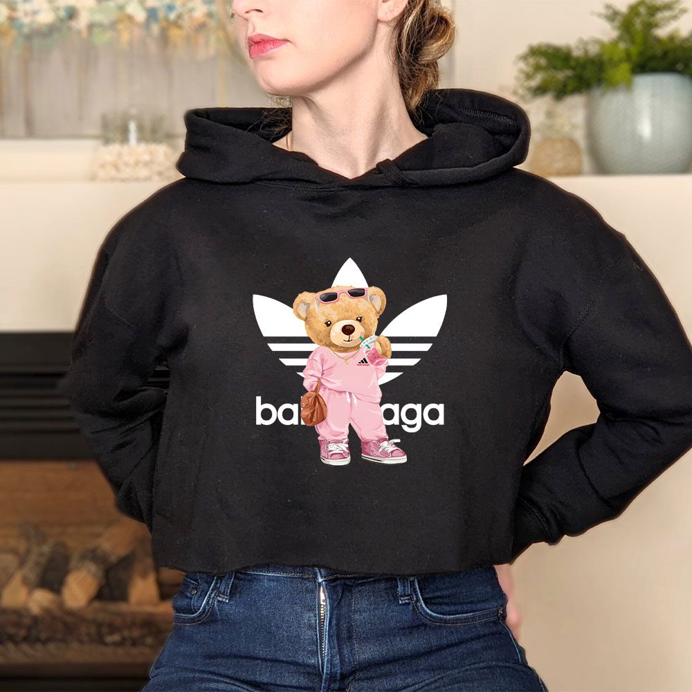 Balenciaga-X-Adidas-Teddy-Bear-Logo-Crop-Pullover-Hoodie-For-Lady-CPH1033-1