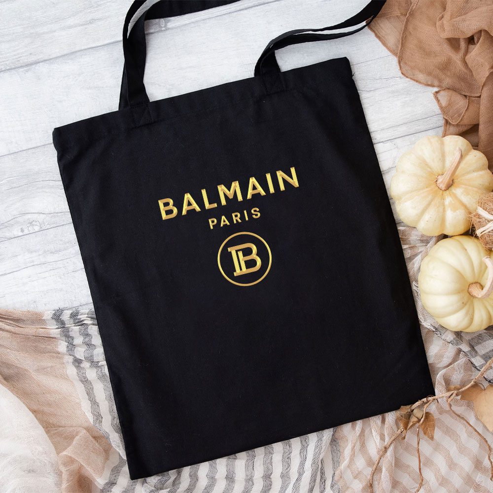 Balmain-Paris-Gold-Logo-Cotton-Canvas-Tote-Bag-TTB1056-1