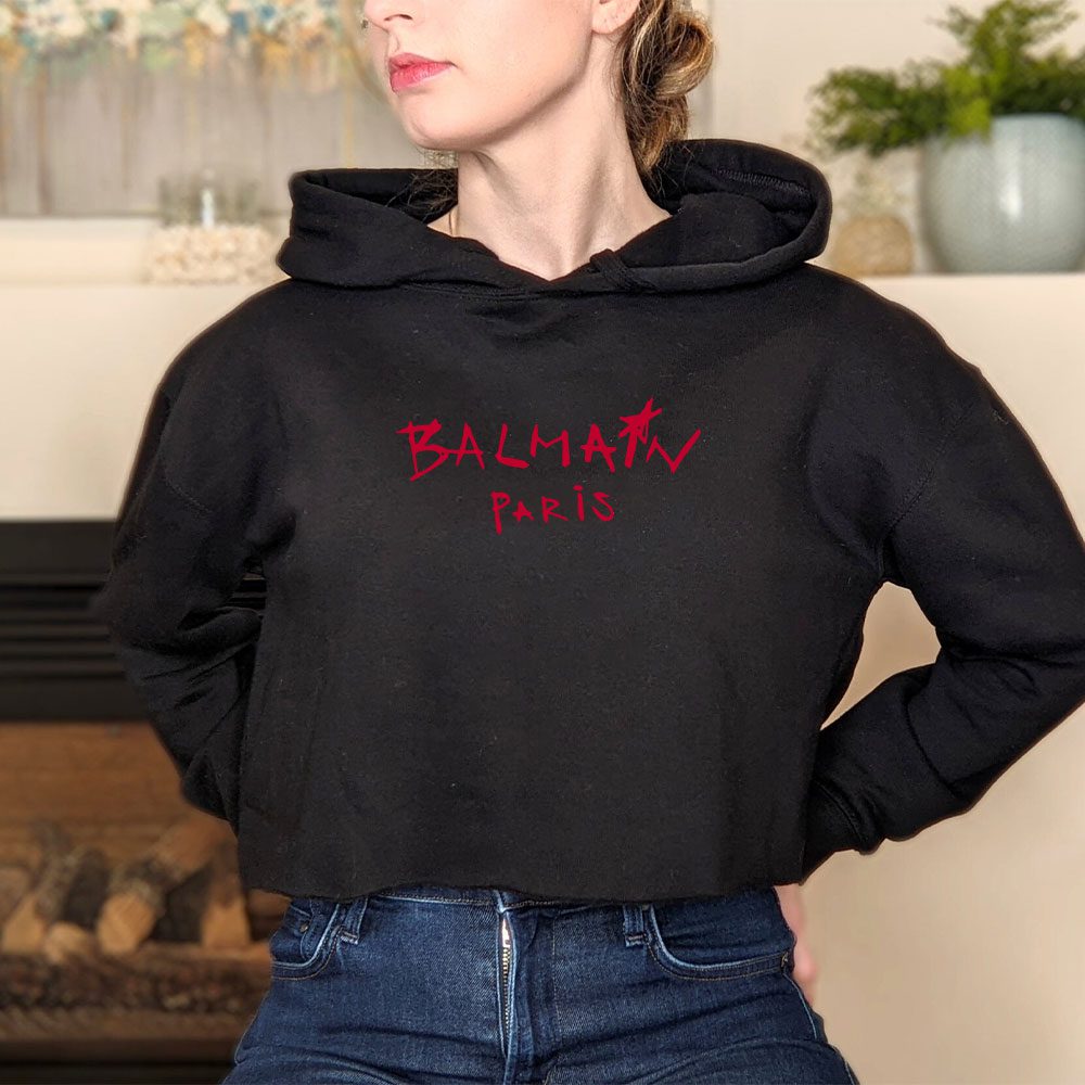 Balmain-Paris-Graffiti-Crop-Pullover-Hoodie-For-Lady-CPH1043-3