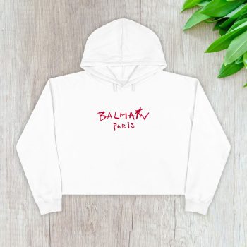 Balmain Paris Graffiti Crop Pullover Hoodie For Lady CPH1043