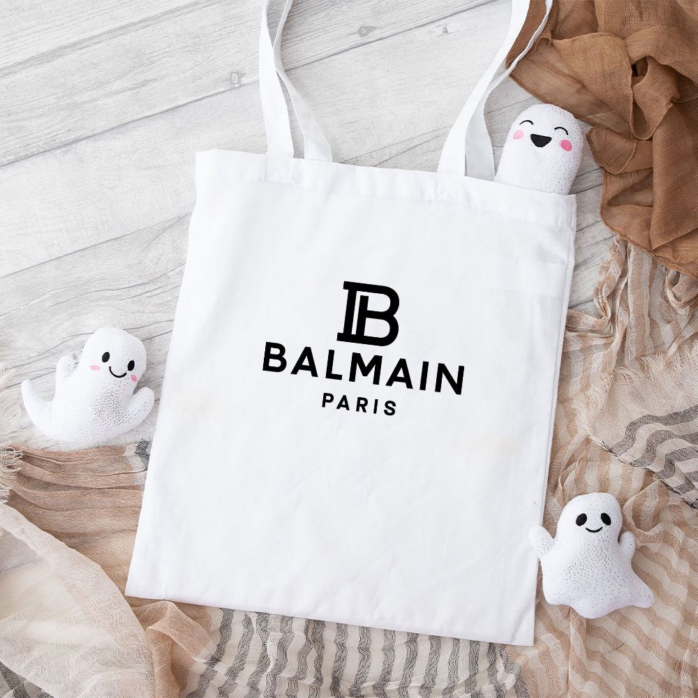 Balmain-Paris-Logo-Cotton-Canvas-Tote-Bag-TTB1036 Balmain Paris Logo Cotton Canvas Tote Bag TTB1036