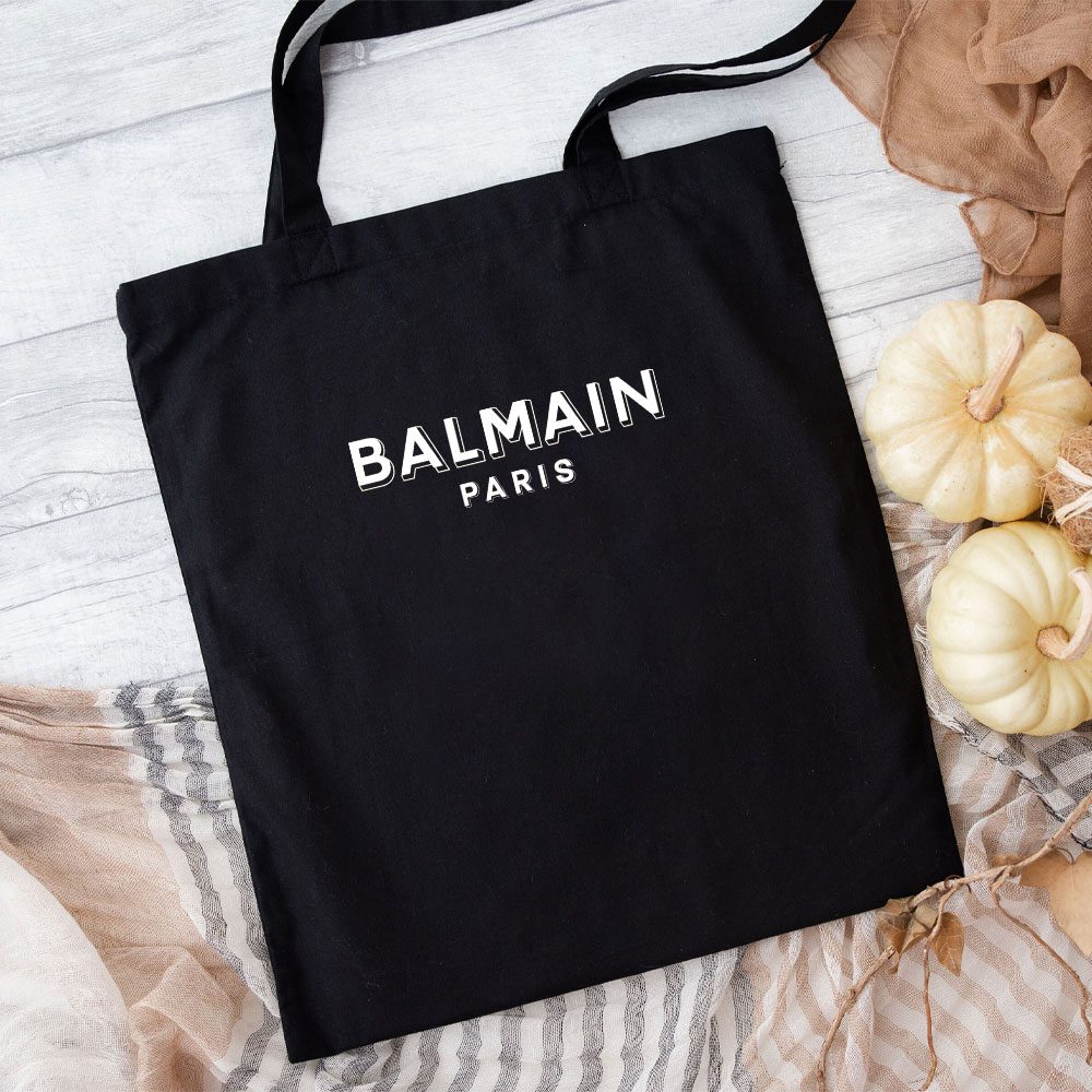 Balmain-Paris-Logo-Cotton-Canvas-Tote-Bag-TTB1045 Balmain Paris Logo Cotton Canvas Tote Bag TTB1045