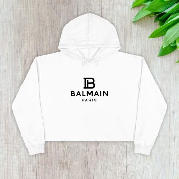 Balmain Paris Logo Crop Pullover Hoodie For Lady CPH1036