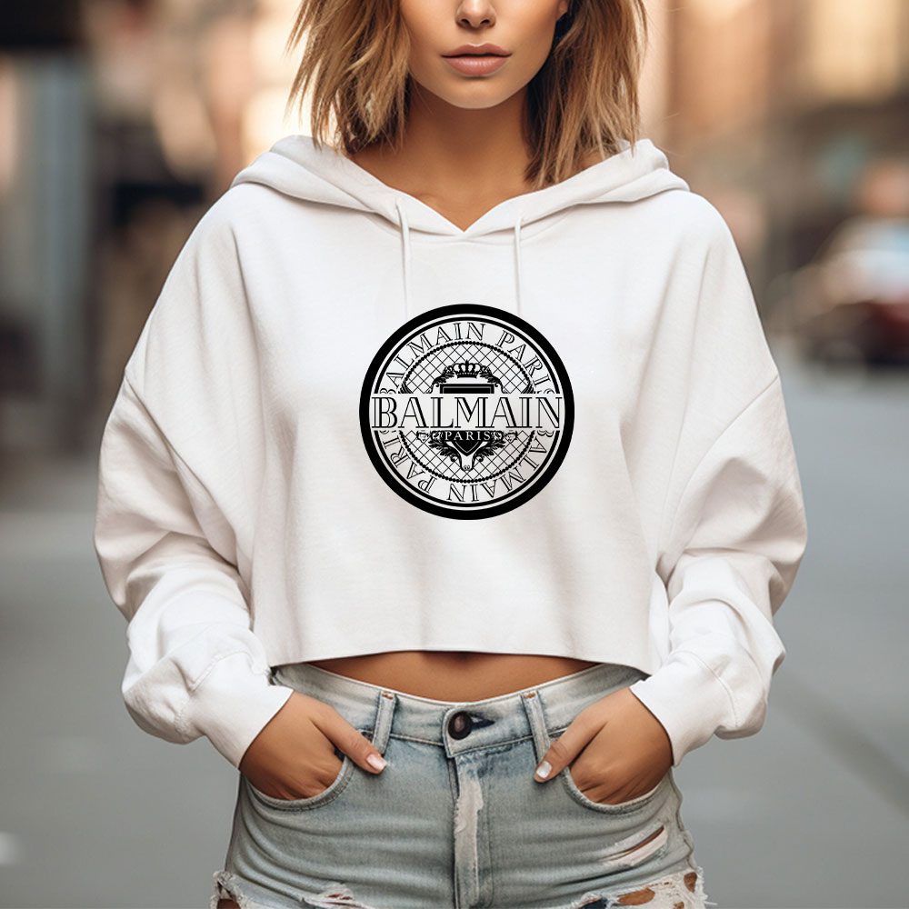 Balmain-Paris-Logo-Crop-Pullover-Hoodie-For-Lady-CPH1048-1