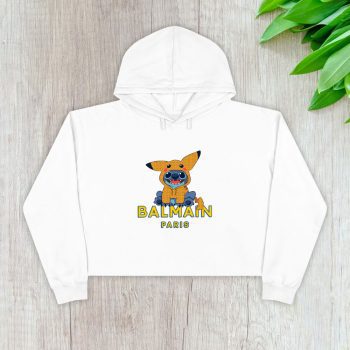 Balmain Paris Stitch Pokemon Crop Pullover Hoodie For Lady CPH1059