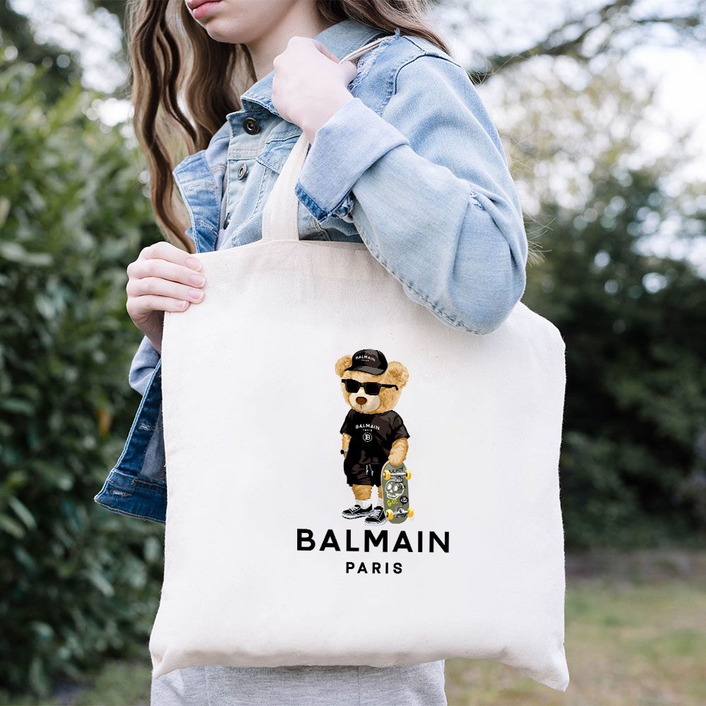 Balmain-Paris-Teddy-Bear-Luxury-Cotton-Canvas-Tote-Bag-TTB1060-1