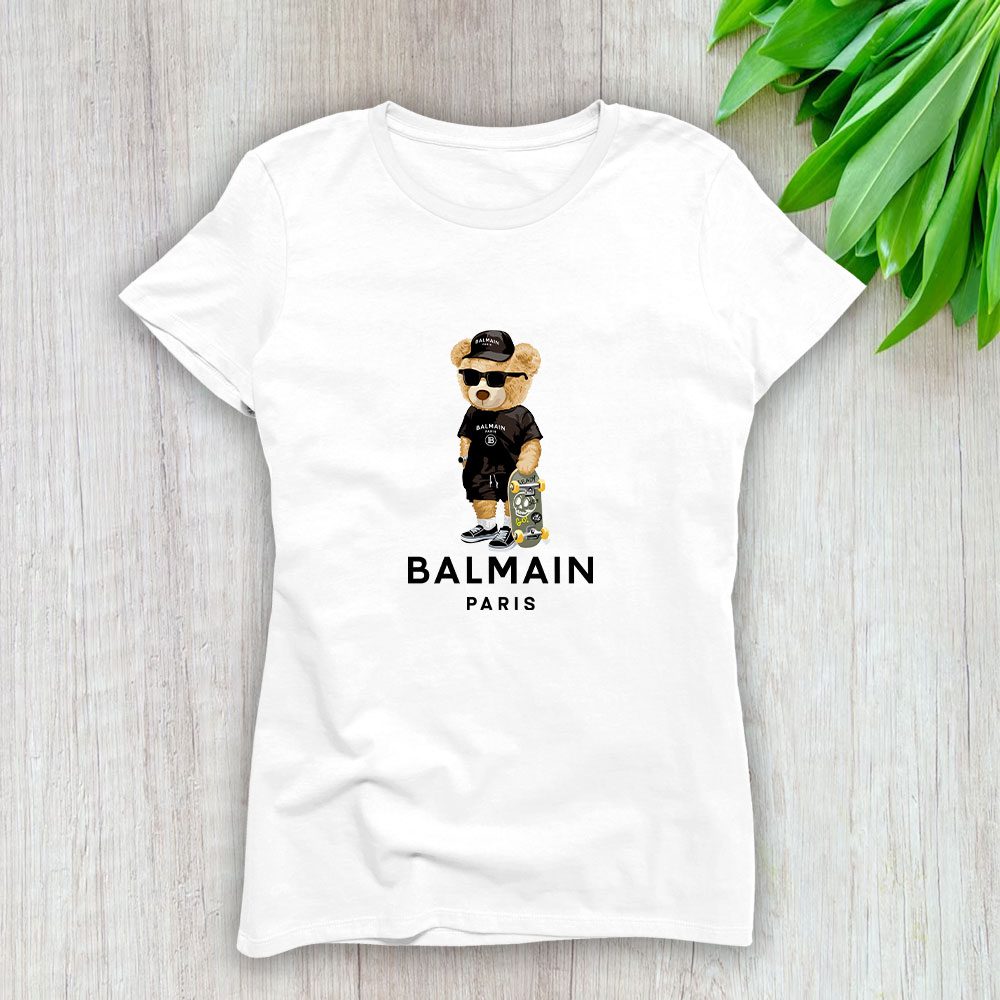 Balmain-Paris-Teddy-Bear-Luxury-Lady-T-Shirt-Luxury-Tee-For-Women-LDS1060 Balmain Paris Teddy Bear Luxury Lady T-Shirt Luxury Tee For Women LDS1060