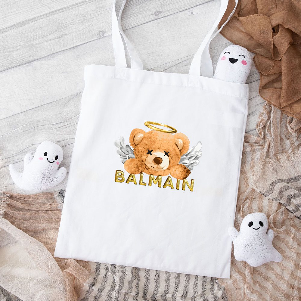 Balmain-Teddy-Bear-Luxury-Cotton-Canvas-Tote-Bag-TTB1057 Balmain Teddy Bear Luxury Cotton Canvas Tote Bag TTB1057