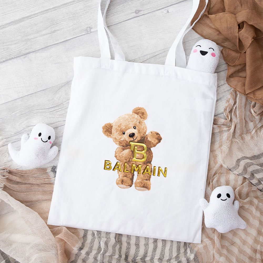 Balmain-Teddy-Bear-Luxury-Cotton-Canvas-Tote-Bag-TTB1058 Balmain Teddy Bear Luxury Cotton Canvas Tote Bag TTB1058