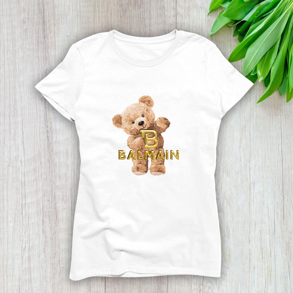 Balmain-Teddy-Bear-Luxury-Lady-T-Shirt-Luxury-Tee-For-Women-LDS1058 Balmain Teddy Bear Luxury Lady T-Shirt Luxury Tee For Women LDS1058