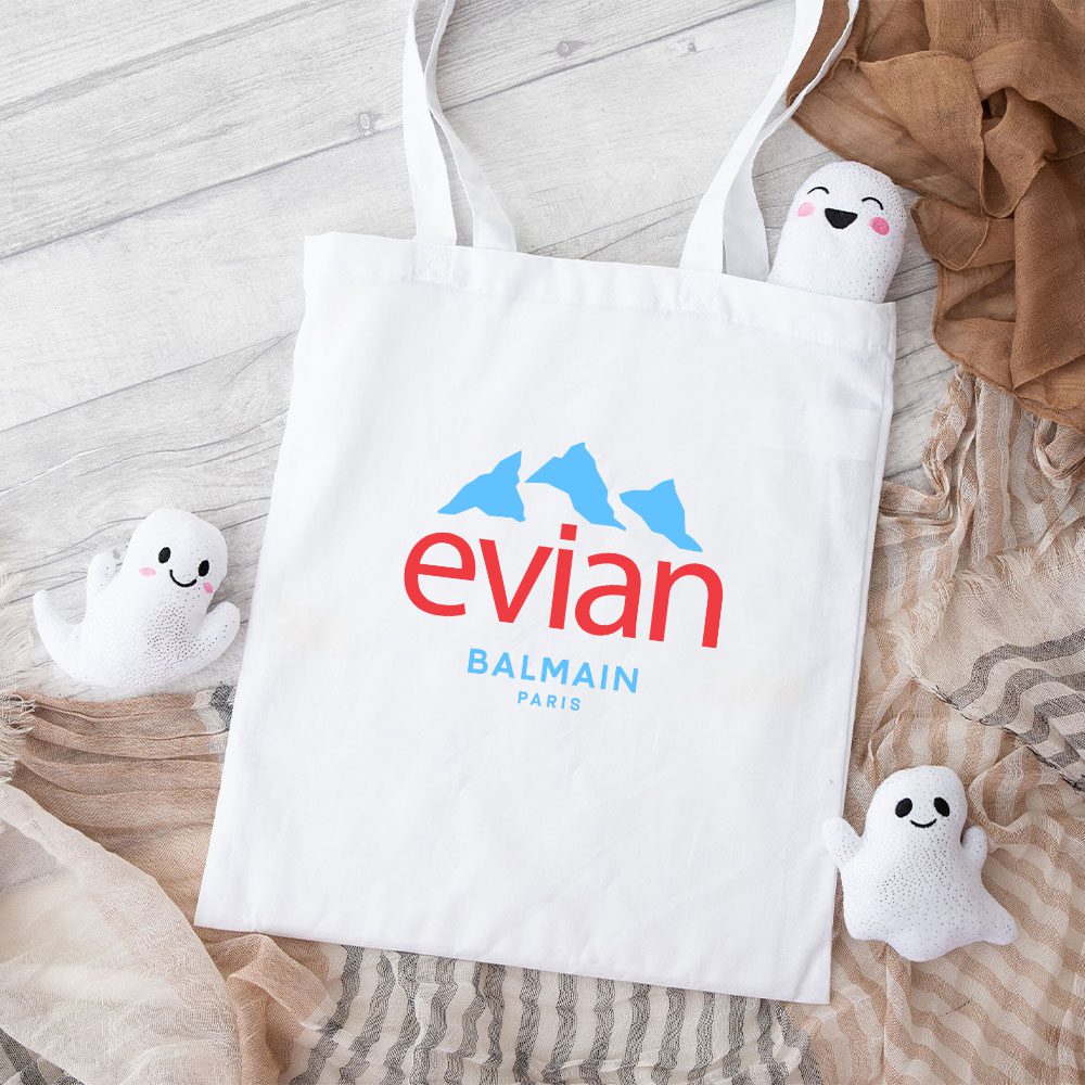 Balmain-X-Evian-Paris-Logo-Cotton-Canvas-Tote-Bag-TTB1049 Balmain X Evian Paris Logo Cotton Canvas Tote Bag TTB1049