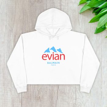 Balmain X Evian Paris Logo Crop Pullover Hoodie For Lady CPH1049
