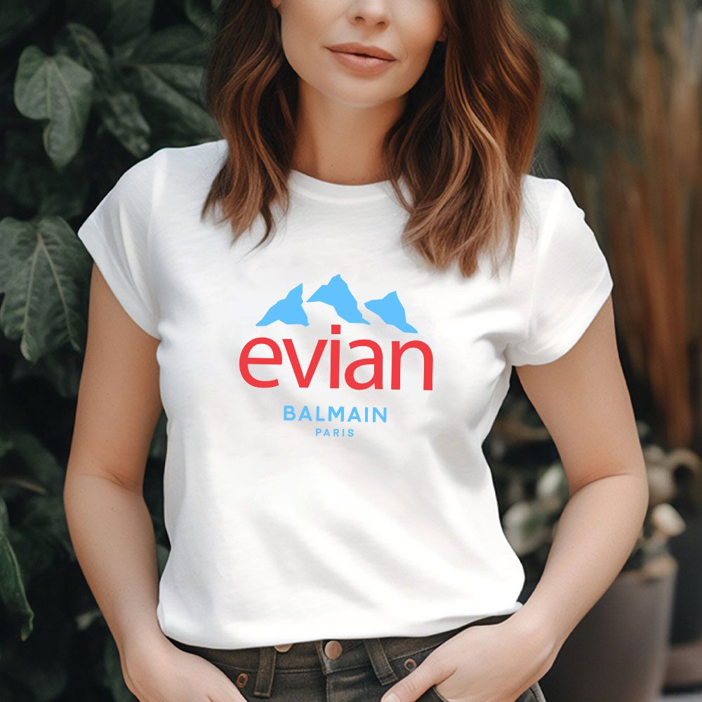 Balmain-X-Evian-Paris-Logo-Lady-T-Shirt-Luxury-Tee-For-Women-LDS1049-2