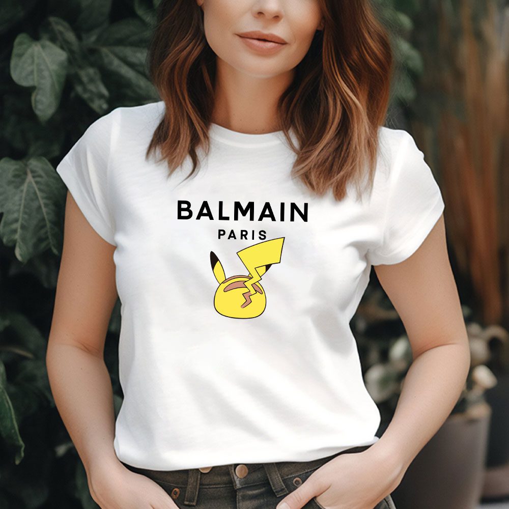 Balmain-X-Pokemon-Lady-T-Shirt-Luxury-Tee-For-Women-LDS1050-1