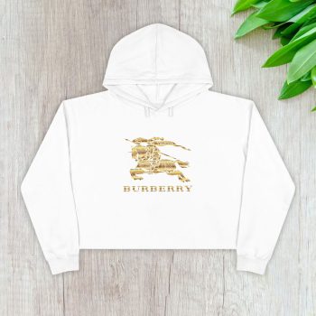 Burberry Logo Gold Luxury Crop Pullover Hoodie For Lady CPH1073