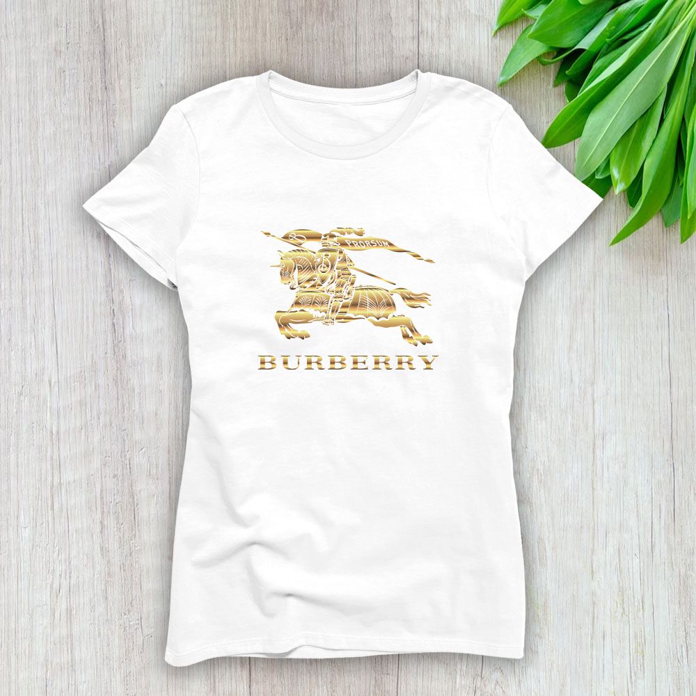 Burberry-Logo-Gold-Luxury-Lady-T-Shirt-Luxury-Tee-For-Women-LDS1073 Burberry Logo Gold Luxury Lady T-Shirt Luxury Tee For Women LDS1073