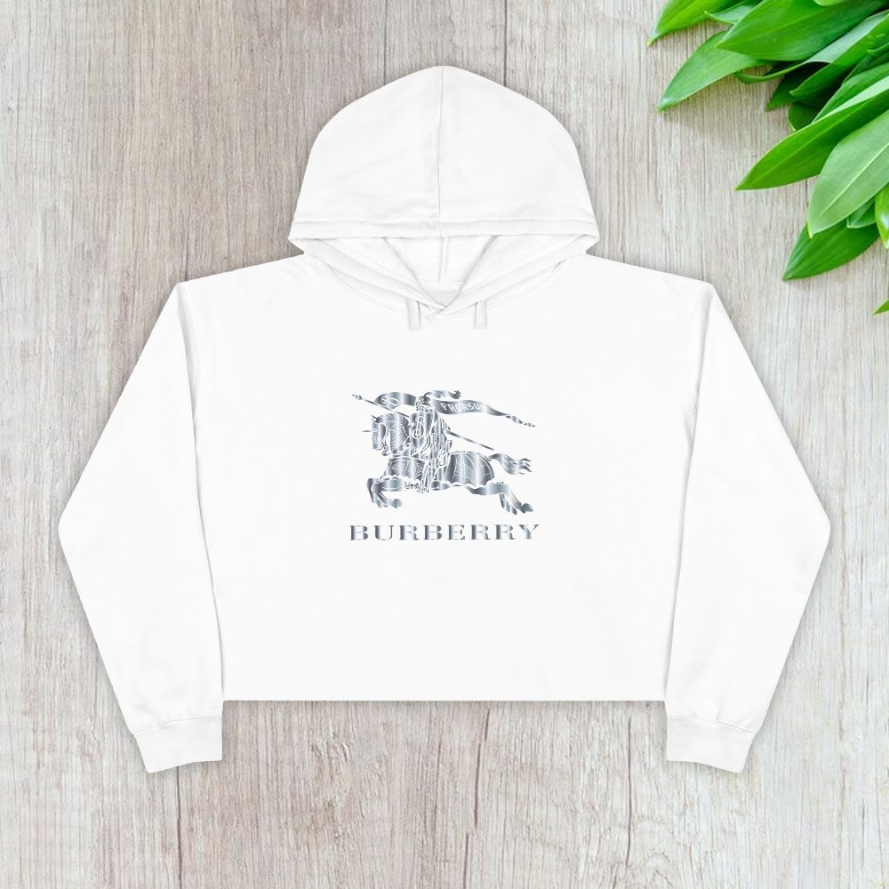 Burberry-Logo-Silver-Luxury-Crop-Pullover-Hoodie-For-Lady-CPH1086 Burberry Logo Silver Luxury Crop Pullover Hoodie For Lady CPH1086