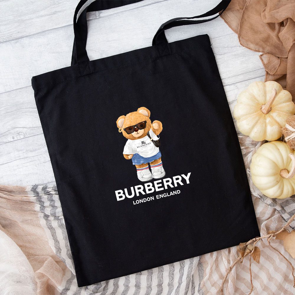 Burberry-London-Teddy-Bear-Cotton-Canvas-Tote-Bag-TTB1094 Burberry London Teddy Bear Cotton Canvas Tote Bag TTB1094
