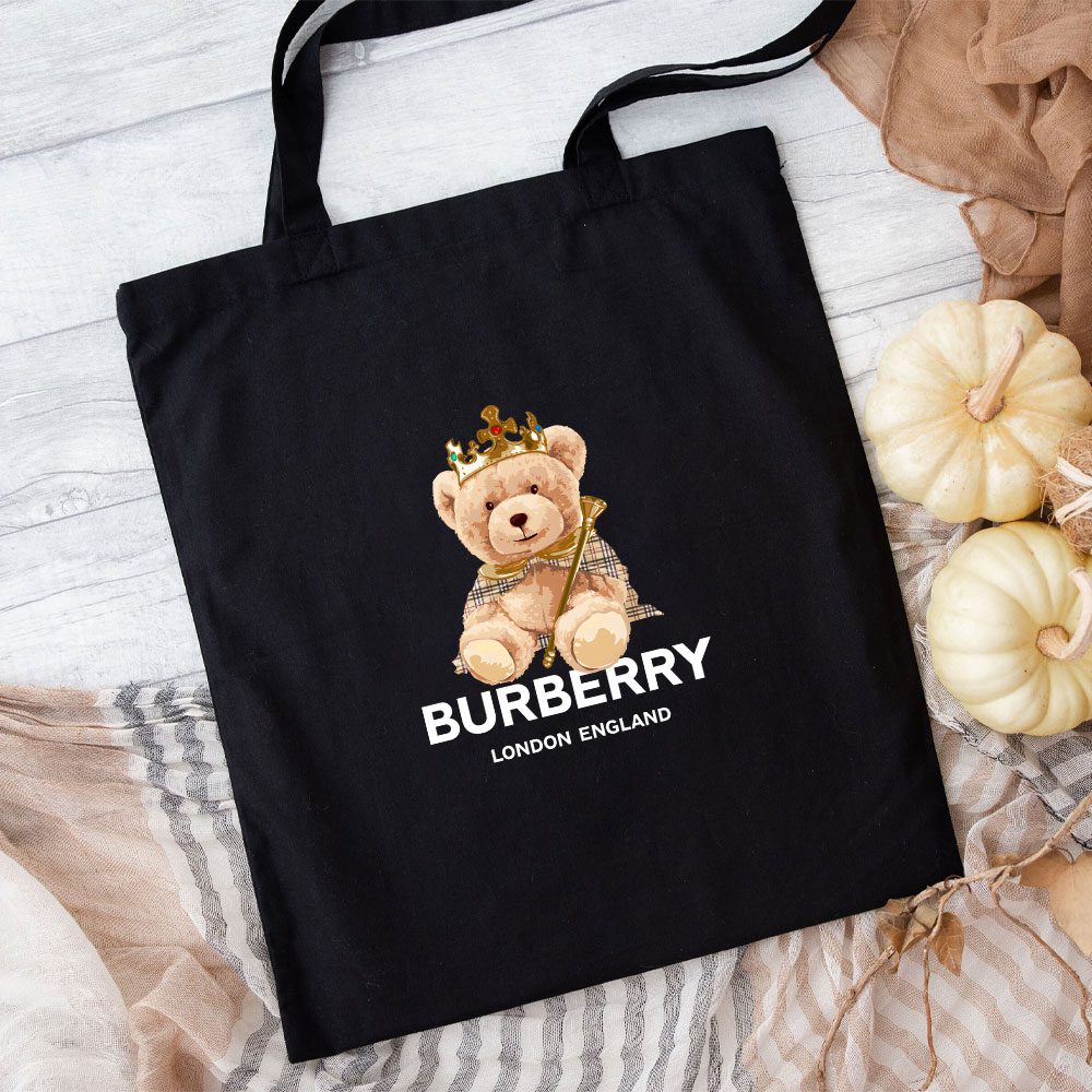 Burberry-London-Teddy-Bear-King-Cotton-Canvas-Tote-Bag-TTB1083 Burberry London Teddy Bear King Cotton Canvas Tote Bag TTB1083