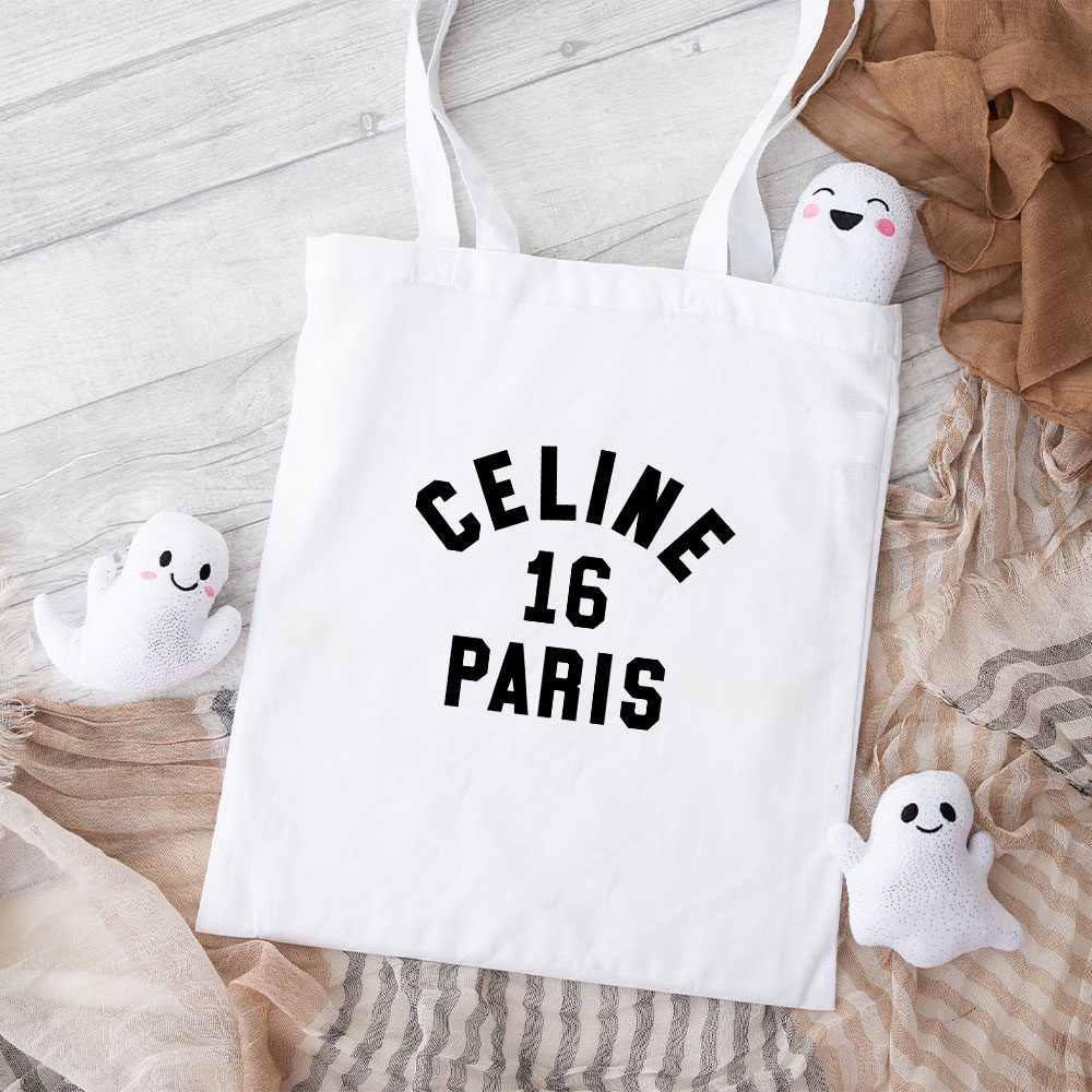 Celine-16-Paris-Logo-Luxury-Cotton-Canvas-Tote-Bag-TTB1110 Celine 16 Paris Logo Luxury Cotton Canvas Tote Bag TTB1110