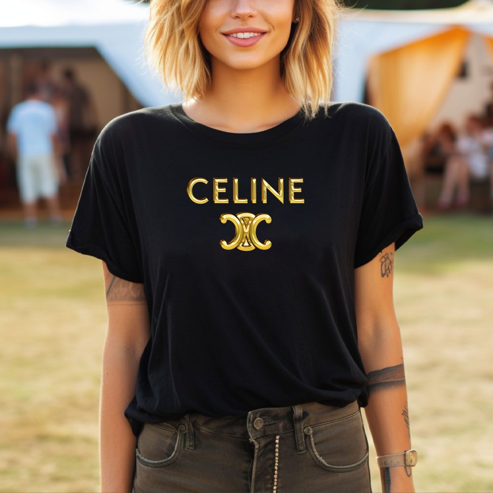 Celine-Gold-Logo-Luxury-Lady-T-Shirt-Luxury-Tee-For-Women-LDS1124-3