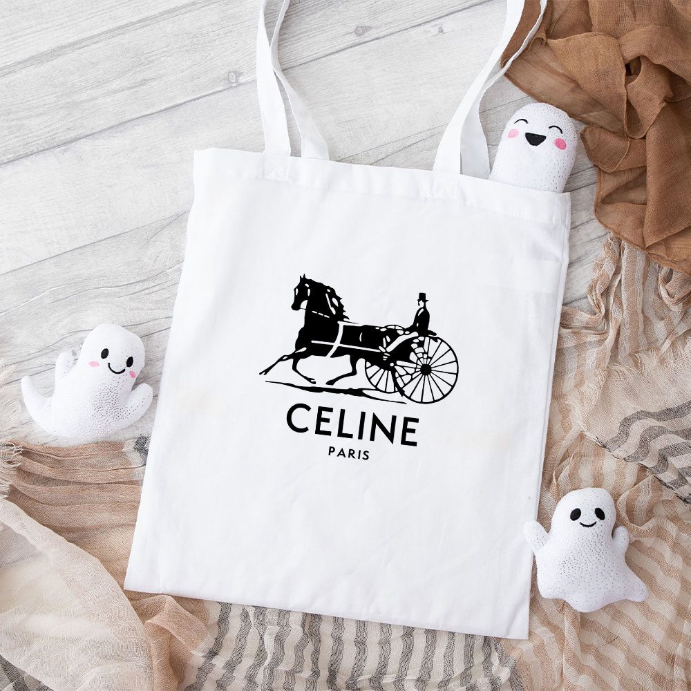 Celine-Paris-Logo-Luxury-Cotton-Canvas-Tote-Bag-TTB1120 Celine Paris Logo Luxury Cotton Canvas Tote Bag TTB1120