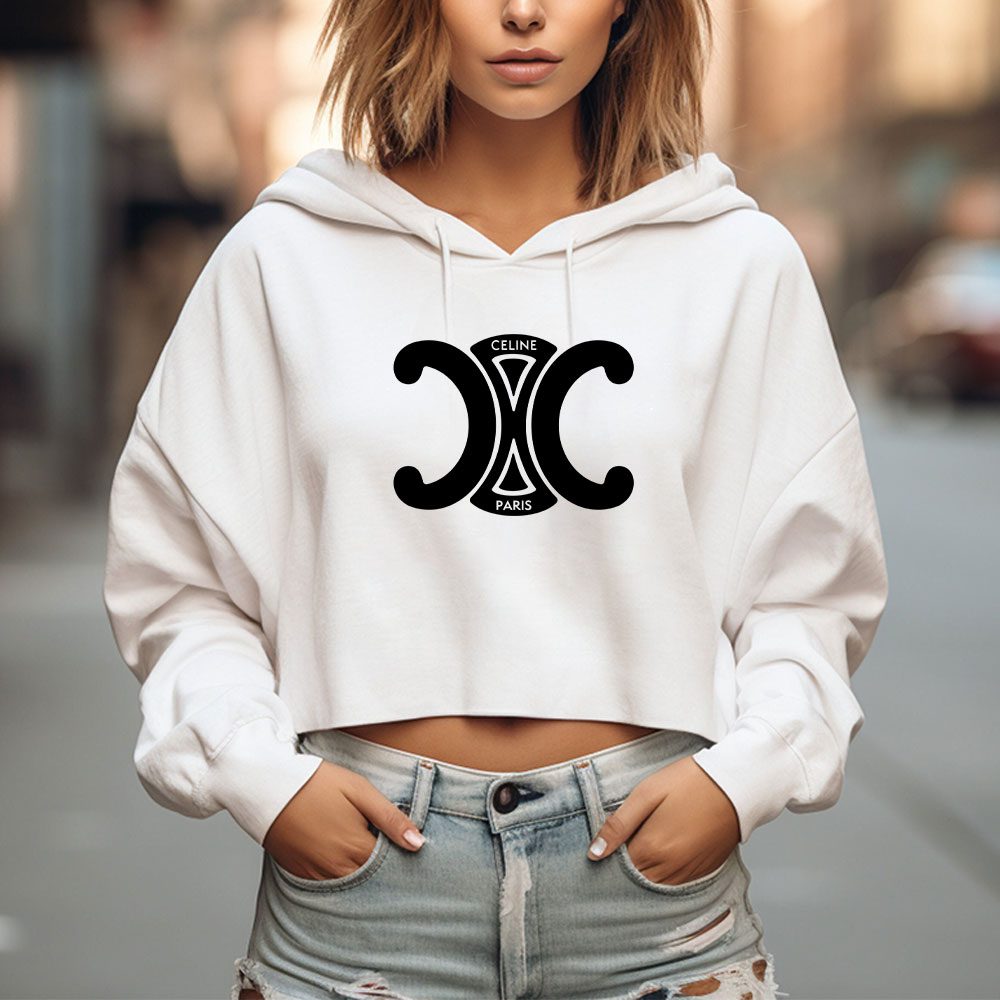 Celine-Paris-Logo-Luxury-Crop-Pullover-Hoodie-For-Lady-CPH1108-1