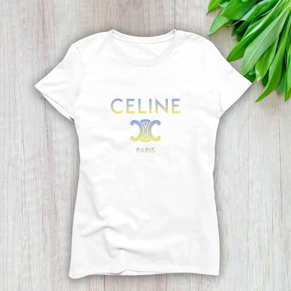 Celine-Paris-Logo-Luxury-Lady-T-Shirt-Luxury-Tee-For-Women-LDS1112 Celine Paris Logo Luxury Lady T-Shirt Luxury Tee For Women LDS1112