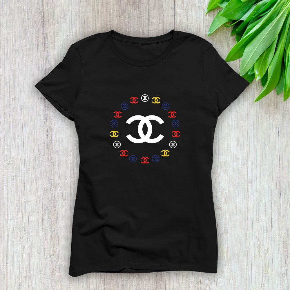 Chanel-Circle-Luxury-Logo-Lady-T-Shirt-Luxury-Tee-For-Women-LDS1153 Chanel Circle Luxury Logo Lady T-Shirt Luxury Tee For Women LDS1153