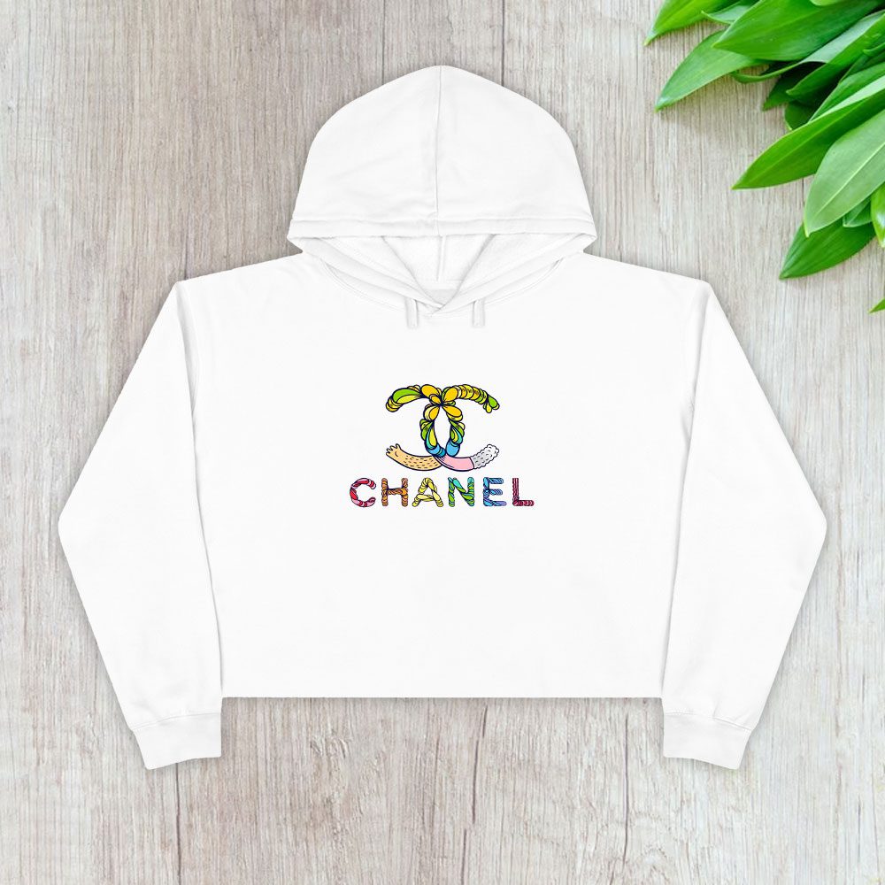 Chanel-Colorful-Logo-Crop-Pullover-Hoodie-For-Lady-CPH1150 Chanel Colorful Logo Crop Pullover Hoodie For Lady CPH1150