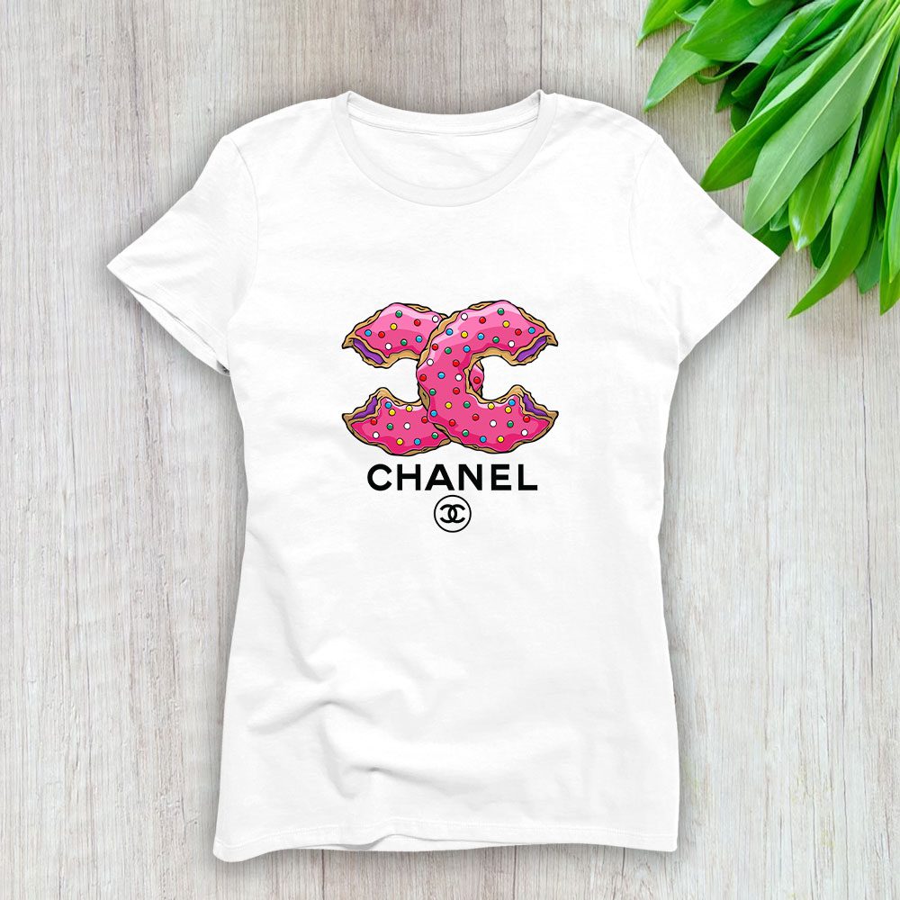 Chanel-Doughnut-Logo-Lady-T-Shirt-Luxury-Tee-For-Women-LDS1167 Chanel Doughnut Logo Lady T-Shirt Luxury Tee For Women LDS1167