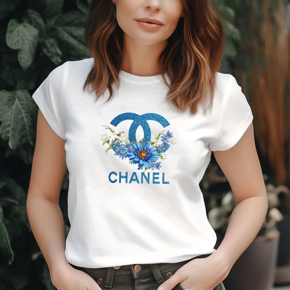 Chanel-Glitter-Flower-Logo-Lady-T-Shirt-Luxury-Tee-For-Women-LDS1155-2