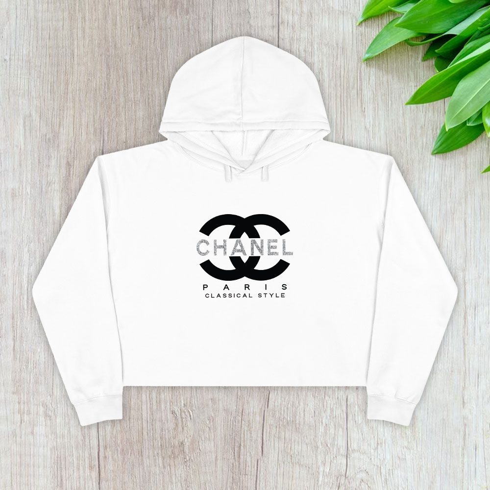 Chanel-Paris-Classical-Style-Gitter-Logo-Crop-Pullover-Hoodie-For-Lady-CPH1149 Chanel Paris Classical Style Gitter Logo Crop Pullover Hoodie For Lady CPH1149