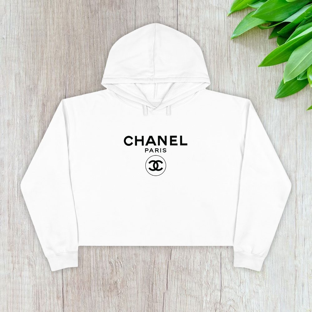 Chanel-Paris-Original-Logo-Crop-Pullover-Hoodie-For-Lady-CPH1141 Chanel Paris Original Logo Crop Pullover Hoodie For Lady CPH1141