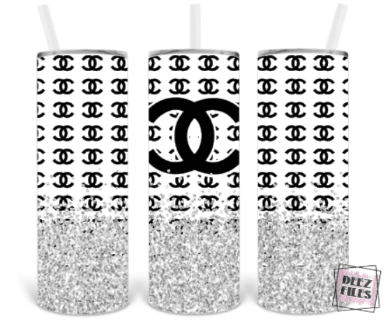 Chanel-Silver-Glitter-Yeti-Inspired-Luxury-Skinny-Tumbler-20oz-SKT1534 Chanel Silver Glitter Yeti Inspired Luxury Skinny Tumbler 20oz SKT1534