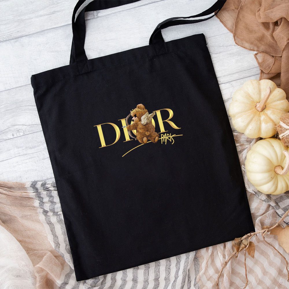 Dior-Gold-Logo-Luxury-Angel-Teddy-Bear-Cotton-Canvas-Tote-Bag-TTB1198-1