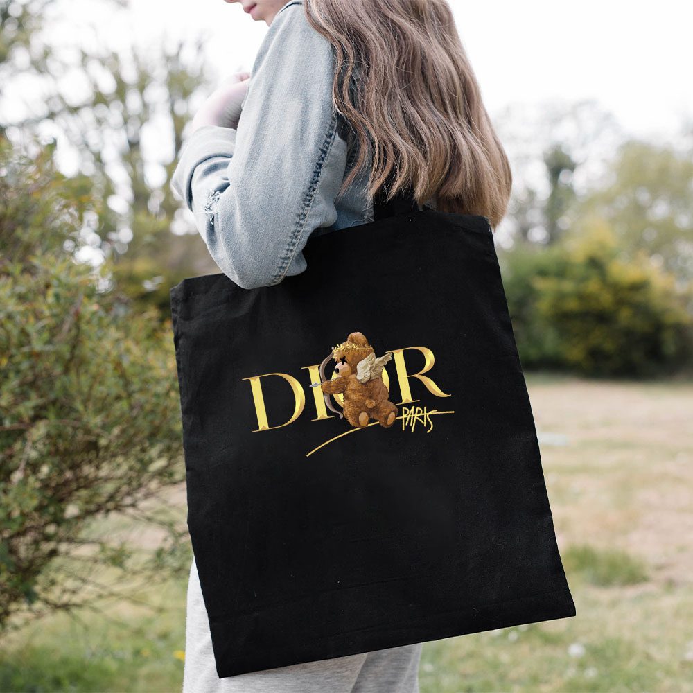 Dior-Gold-Logo-Luxury-Angel-Teddy-Bear-Cotton-Canvas-Tote-Bag-TTB1198-2