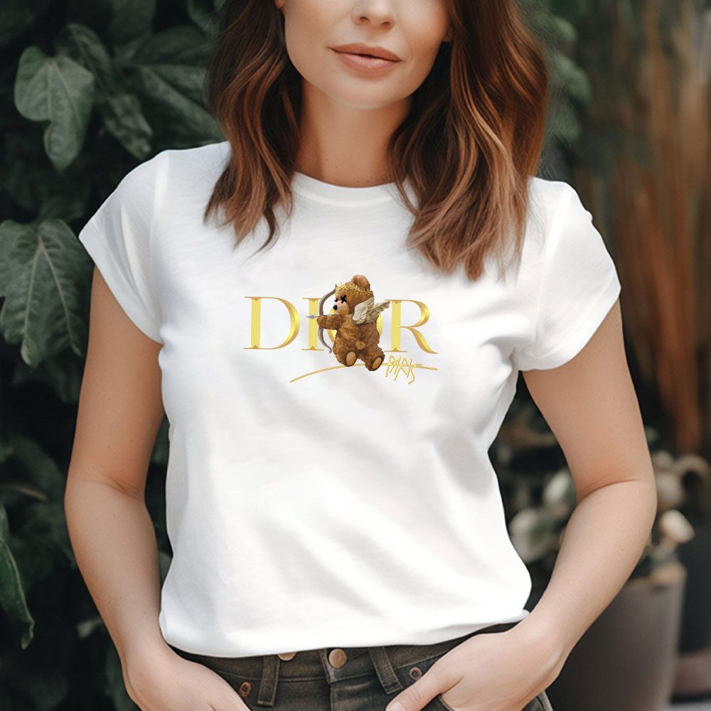 Dior-Gold-Logo-Luxury-Angel-Teddy-Bear-Lady-T-Shirt-Luxury-Tee-For-Women-LDS1200-2