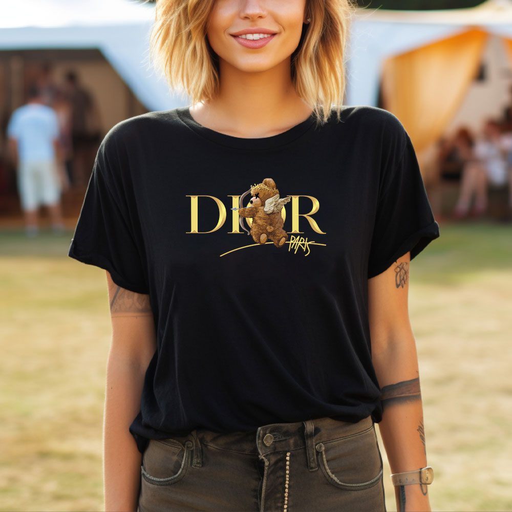 Dior-Gold-Logo-Luxury-Angel-Teddy-Bear-Lady-T-Shirt-Luxury-Tee-For-Women-LDS1200-3