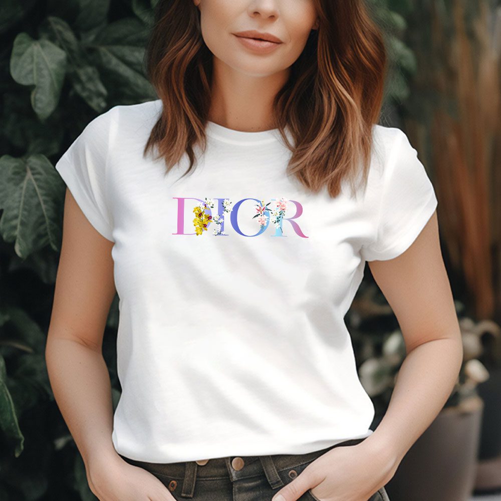 Dior-Logo-Luxury-Flower-Lady-T-Shirt-Luxury-Tee-For-Women-LDS1191-2