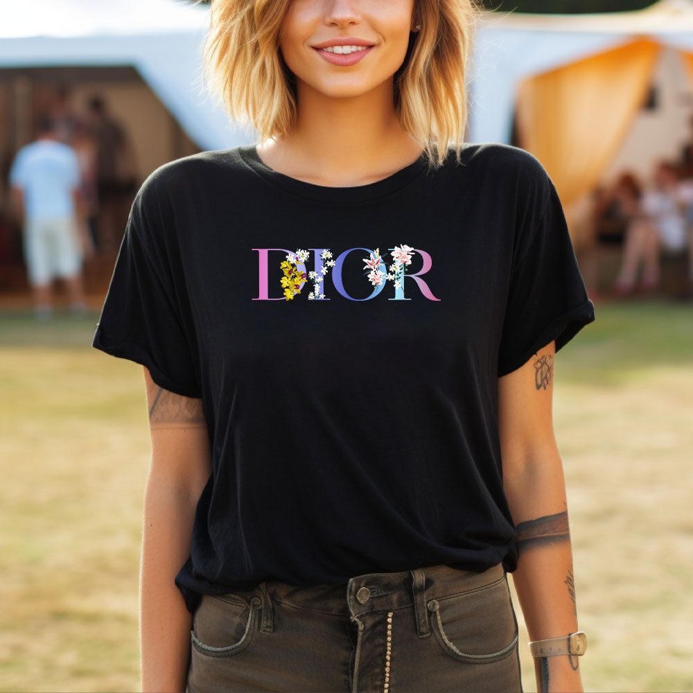 Dior-Logo-Luxury-Flower-Lady-T-Shirt-Luxury-Tee-For-Women-LDS1191-3